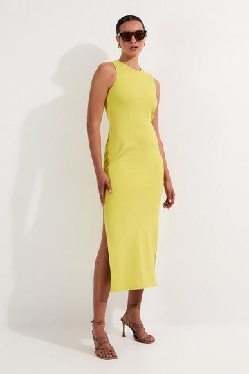 Ponte Crew Neck Maxi Dress lime