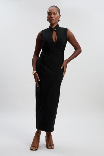 Black Plus Size Figure Form Bandage Sleeveless Pencil Knit Maxi Dress