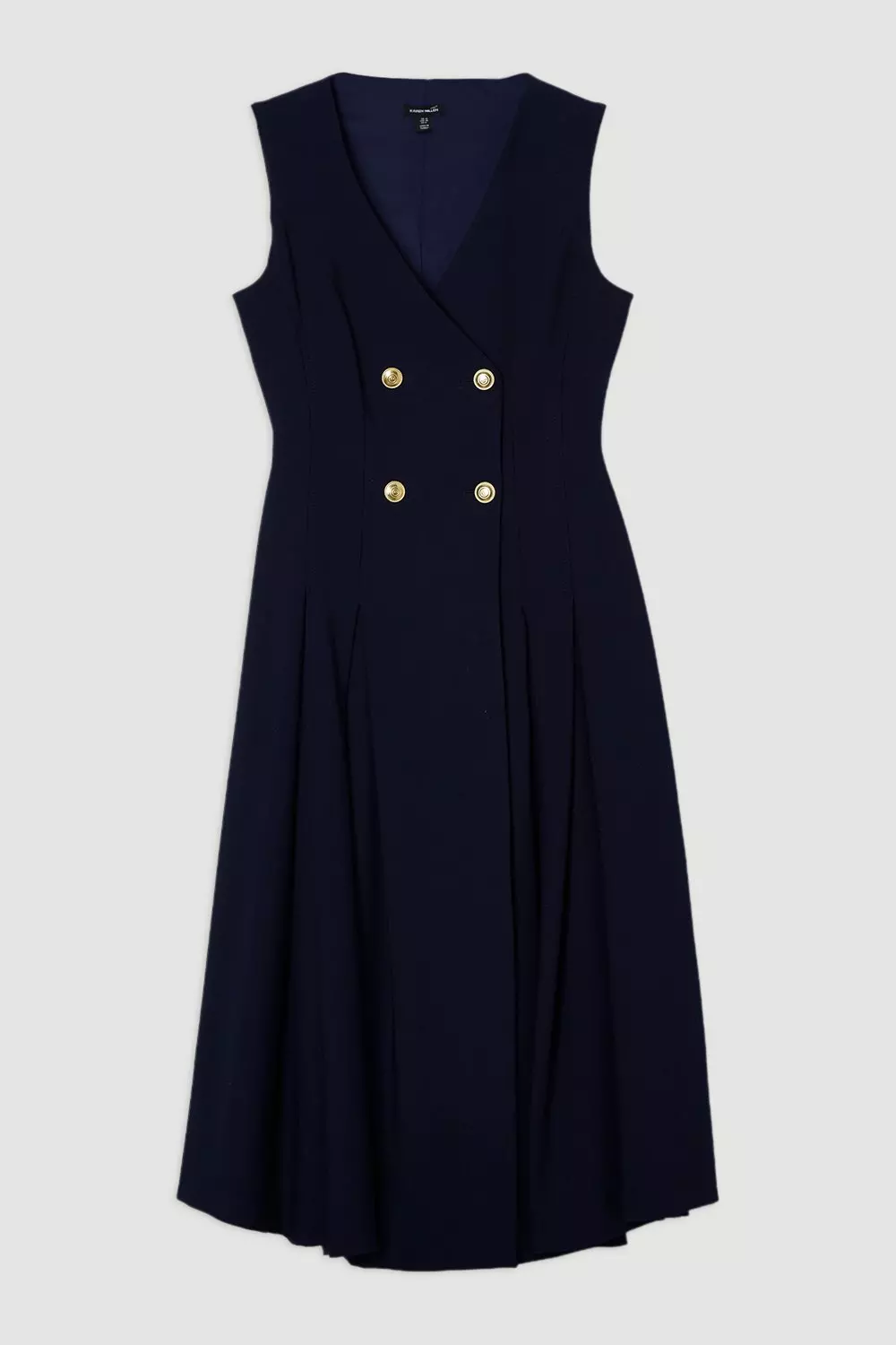 Compact Stretch Sleeveless Full Skirted Button Front