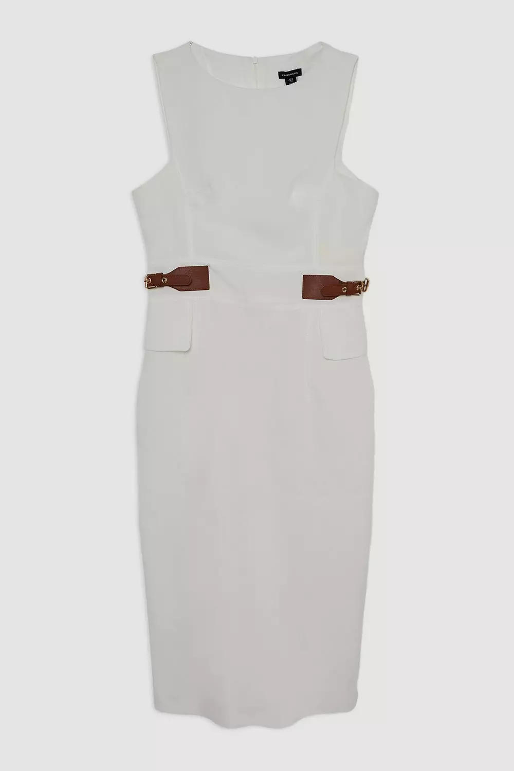 ★Karen Millen★ プレミアムリネンタブウエストペンシルドレス Premium Tailored Linen Tab Waist Pencil Midi Dress | Karen