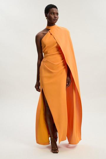 Soft Tailored One Shoulder Cape Sleeve Maxi Dress mango