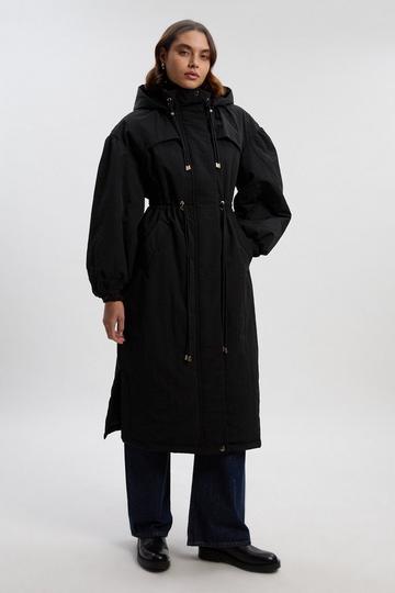 Black Padded Parka Coat