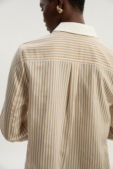Contrast Collar Stripe Woven Shirt neutral