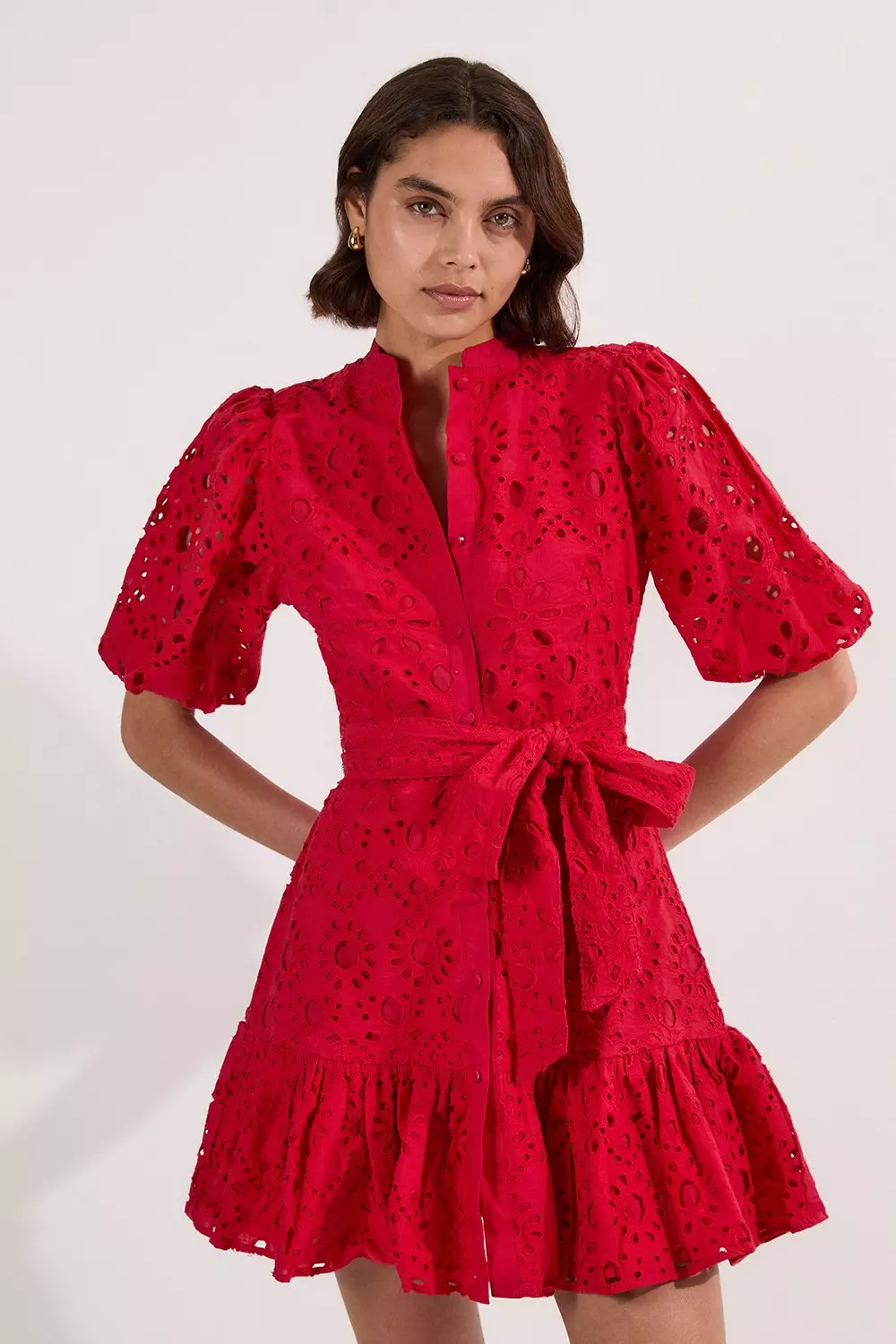 【Karen Millen】フリルディテール オンブレ ウーブンミニドレス Trailing Floral Woven Mini Dress | Karen Millen