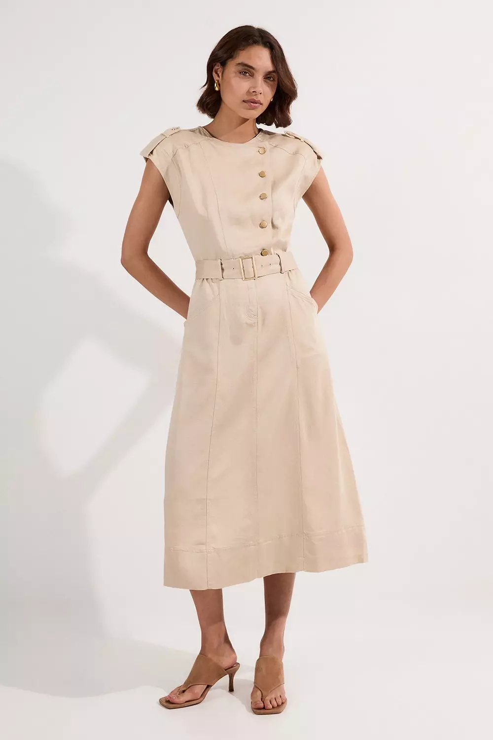Karen Millen：リブ バルドーニット ミディドレス Karen Millen：リブ バルドーニット ミディドレス (Karen Millen