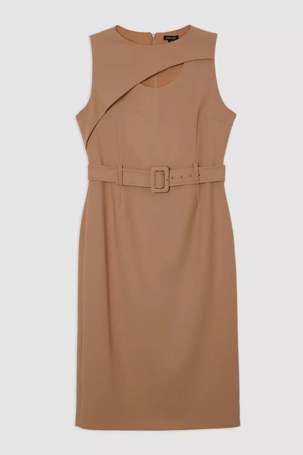 Karen Millen ロールネック ペプラム ベルト付 ミディドレス Karen Millen ロールネック ペプラム ベルト付 ミディドレス
