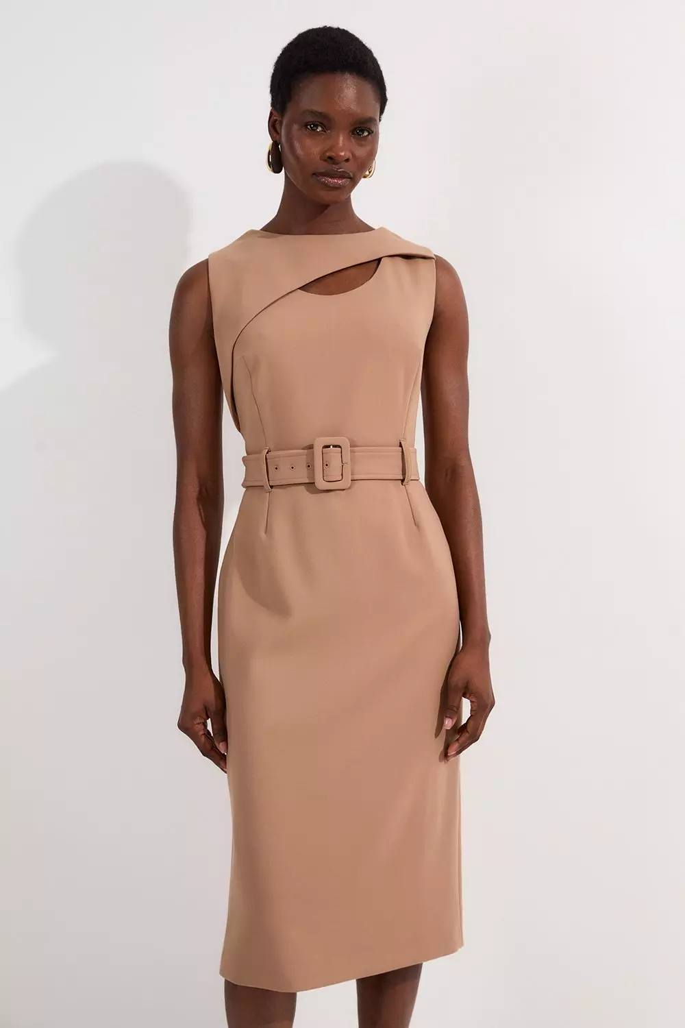【KAREN MILLEN】コンパクト ストレッチベルト ペンシル ドレス Compact Stretch Belted Pencil Midi Dress | Karen Millen