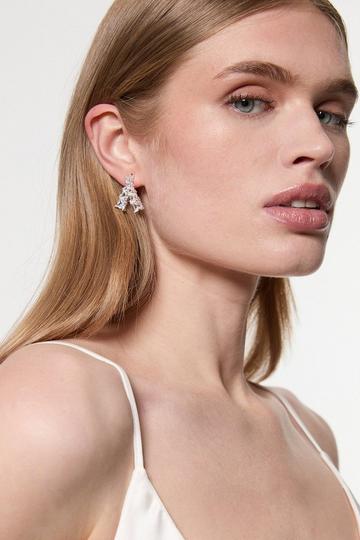 Diamante Detail Stud Earrings silver
