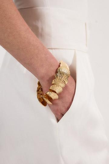 Gold Shell Statement Bracelet gold