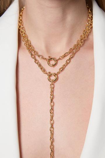 Gold Drop Detail Chain Necklace gold