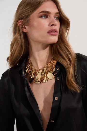 Gold Double Layer Statement Necklace gold