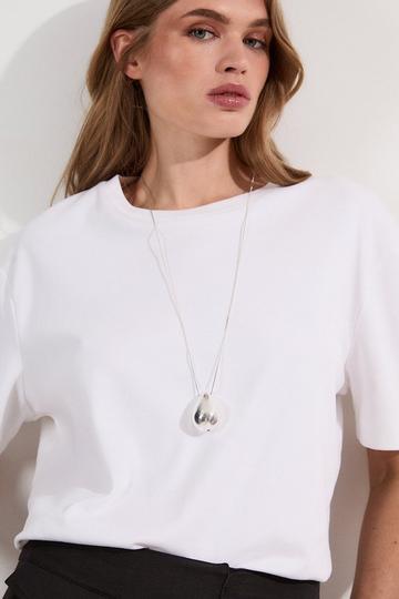 Pearl Detail Drop Necklace silver