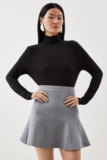 Tall Compact Wool Look Knit Flippy Mini Skirt grey