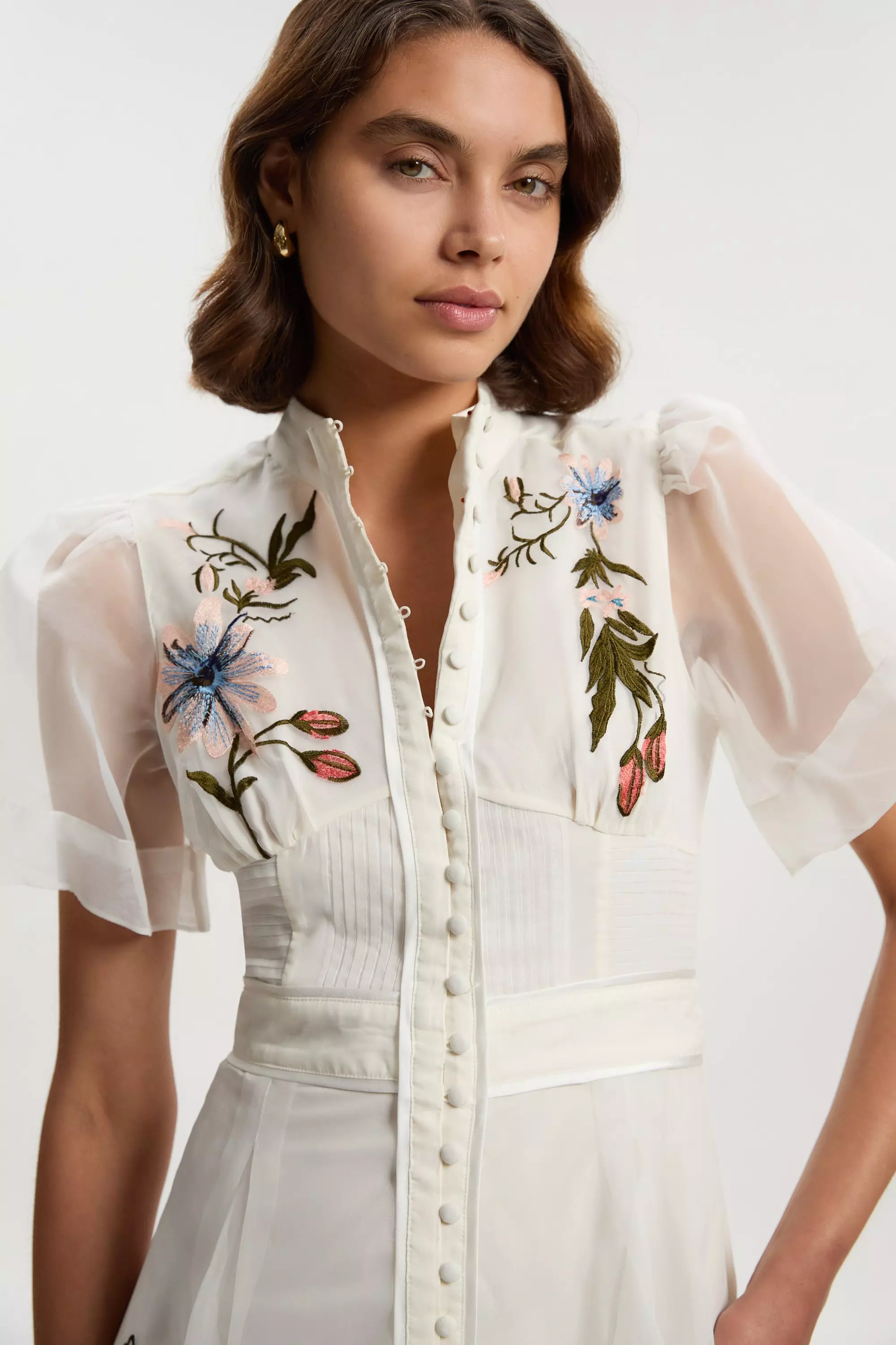 KAREN MILLEN ミディ ドレス 花柄 半袖 エンジェル スリーブ KAREN MILLEN ミディ ドレス 花柄 半袖 エンジェル スリーブ