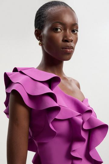 Scuba Draped Ruffle Woven Corset Top purple