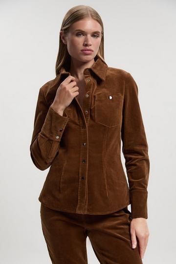 Stretch Cord Tailored Shirt tan