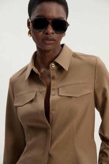 Viscose Blend Tailored Shirt camel
