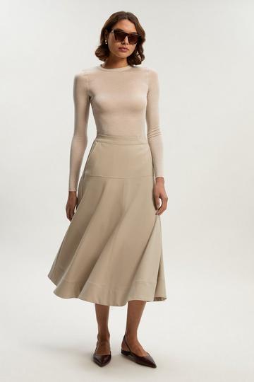 Viscose Blend Tailored Full skirt stone