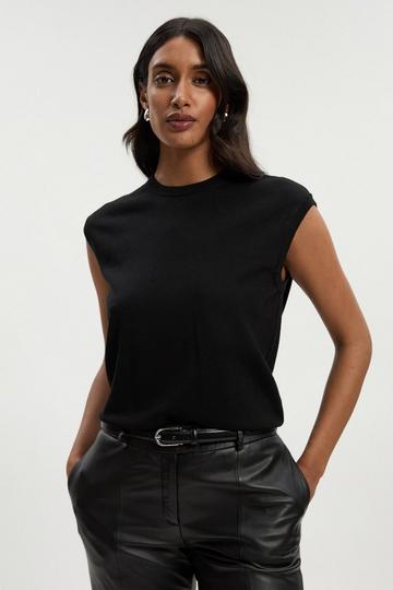 Black Viscose Blend Knit Top