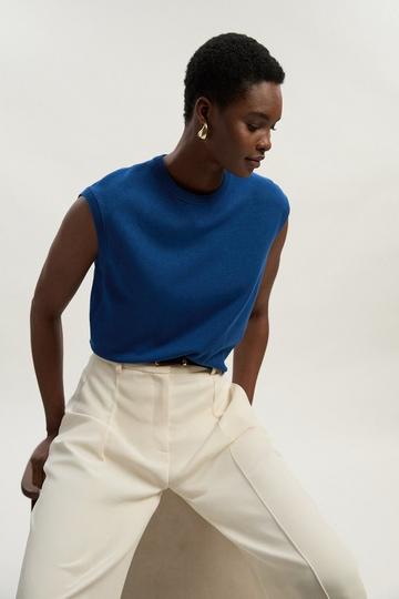 Viscose Blend Knit Top cobalt