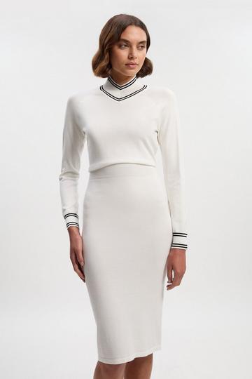 Viscose Blend High Neck Knit Mini Dress mono