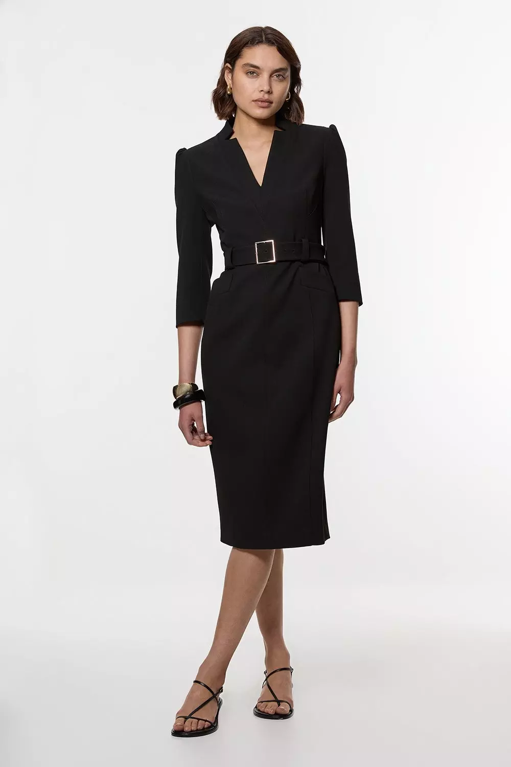 【KAREN MILLEN】ストラクチャードクレープミディドレス KAREN MILLEN】ストラクチャードクレープミディドレス (Karen