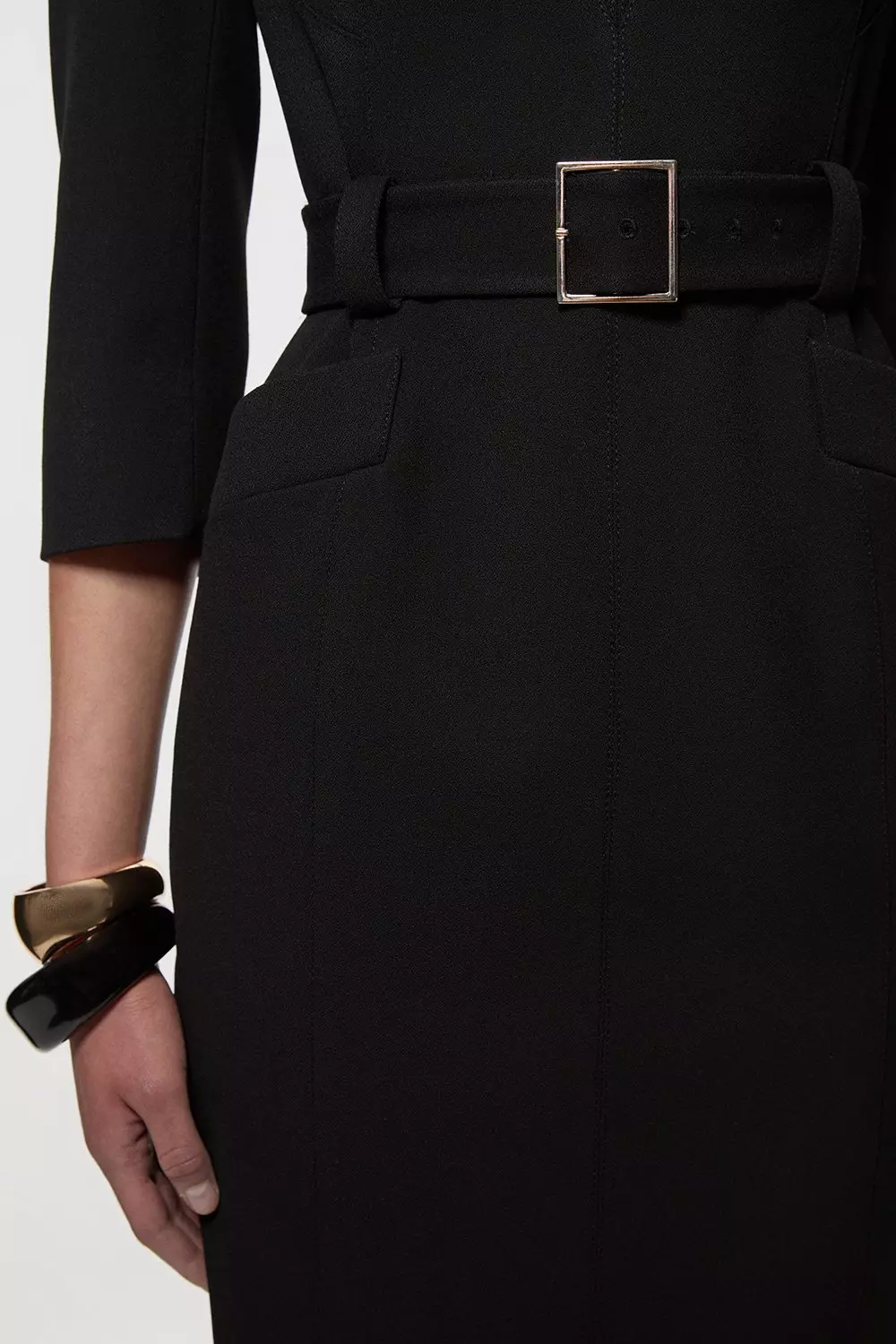 【KAREN MILLEN】Crepe Belted Forever ミディドレス Structured Crepe Belted Forever Midi Dress | Karen Millen