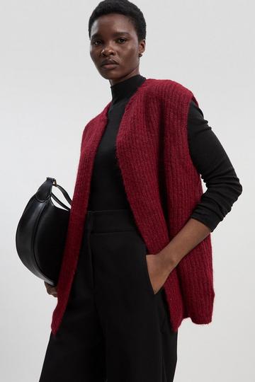 Cosy Knit Waistcoat Top burgundy
