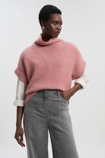 Pink Cosy Turtle Knit Tank Top