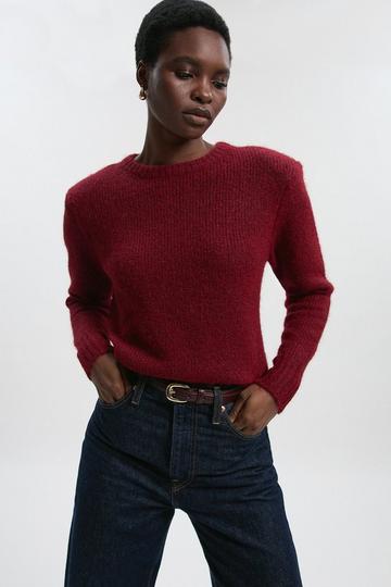 Cosy Knit Crew Neck Jumper burgundy