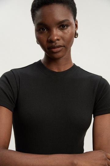 Compact Jersey Ribbed T-Shirt black