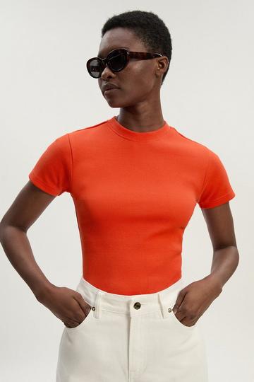 Orange Compact Jersey Ribbed T-Shirt