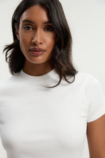 White Compact Jersey Ribbed T-Shirt