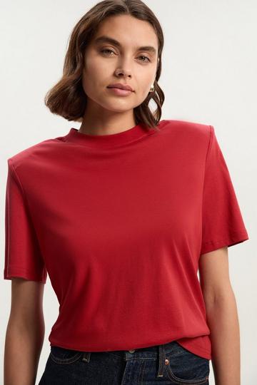 Power Shoulder Jersey T-Shirt burgundy