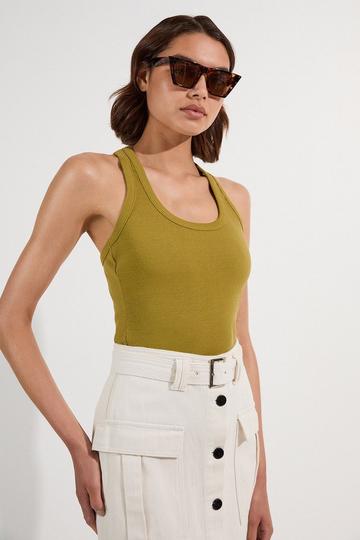 Compact Jersey Ribbed Racer Back Vest khaki