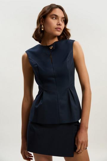 Navy Techno Hardware Detail Sleeveless Woven Top