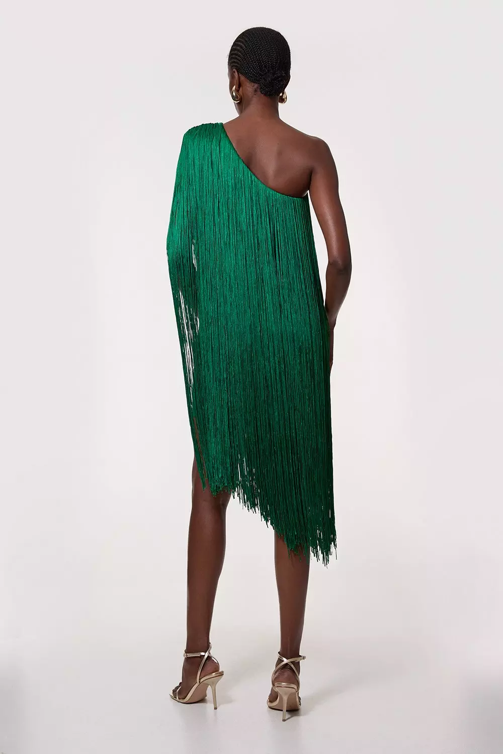 【suzen】Karamu Knit Halter Dress Tall Figure Form Bandage One Shoulder Fringe Mini Knit Dress