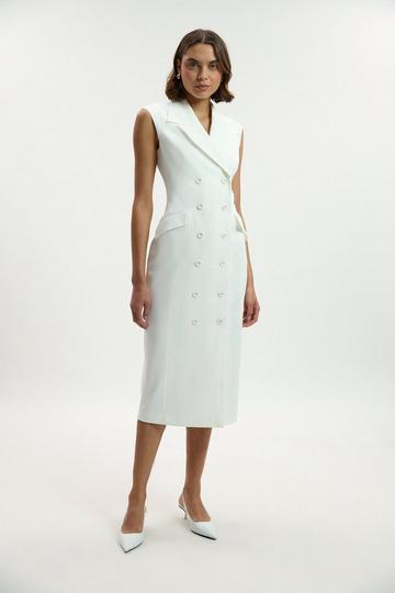 Tailored Tux Pencil Dress ivory