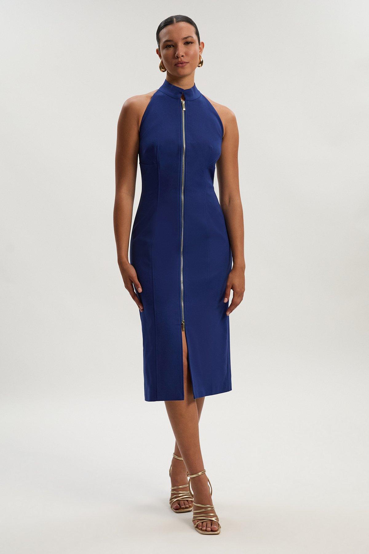 【KAREN MILLEN】コットンミックスサイドスプリットミディドレス KAREN MILLEN】コットンミックスサイドスプリットミディドレス