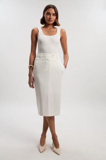 Tailored Tux High Waisted Pencil Skirt ivory