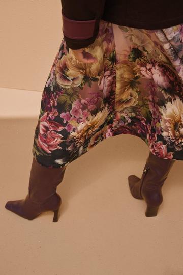 Floral Print Silk Cotton Long Sleeve Woven Maxi Dress floral