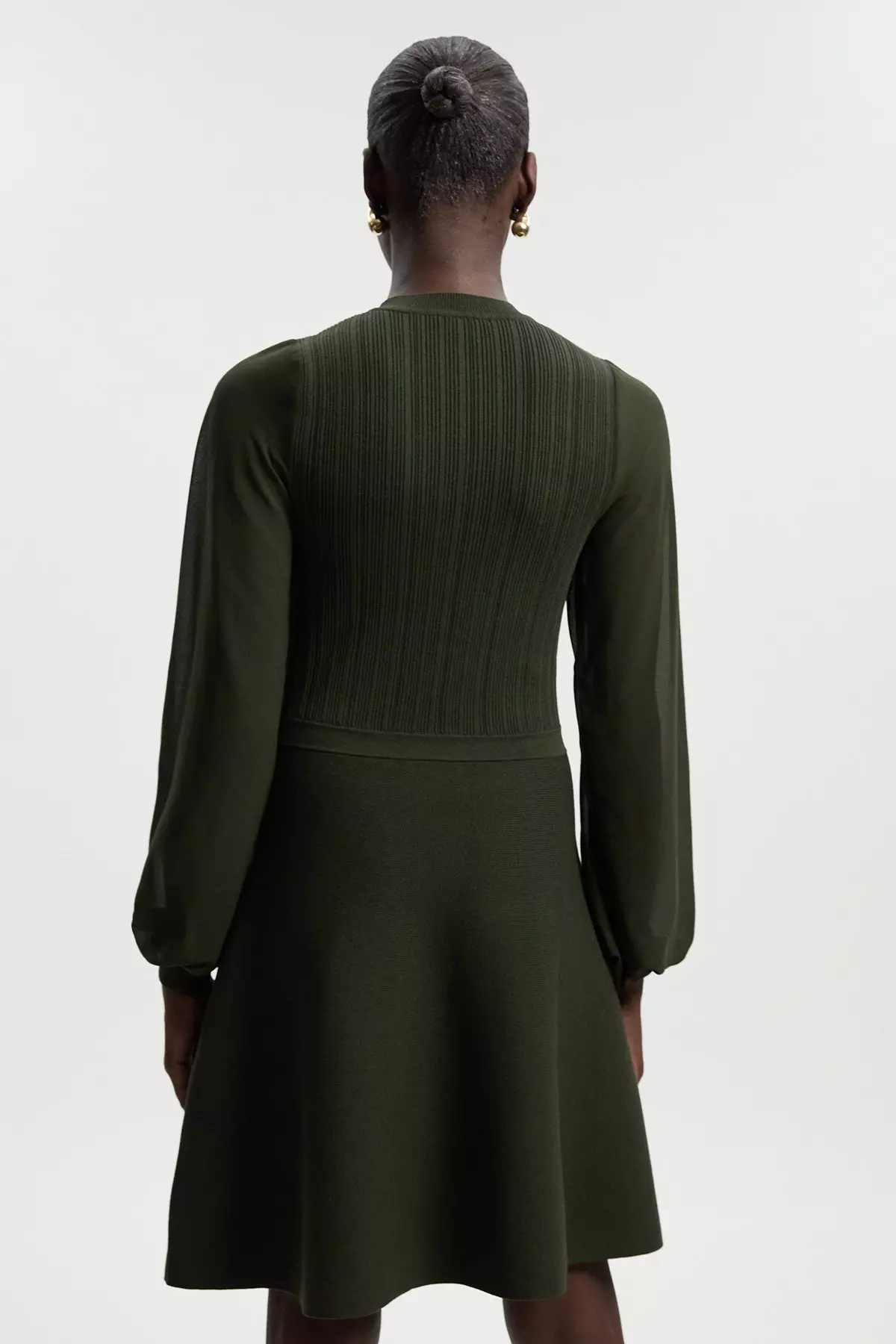 Petite Viscose Blend Mini Knit Dress With Chiffon Sleeve