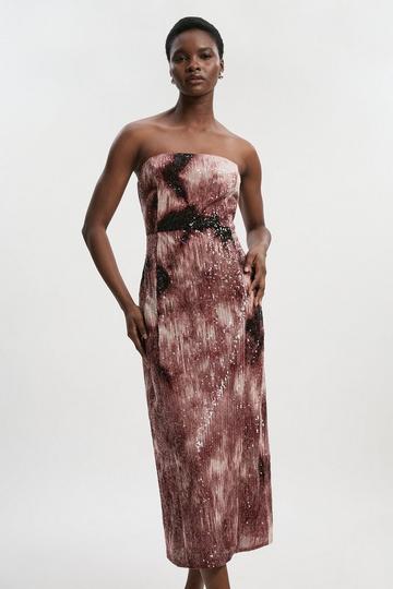 Ombre Sequin Woven Midi Dress multi