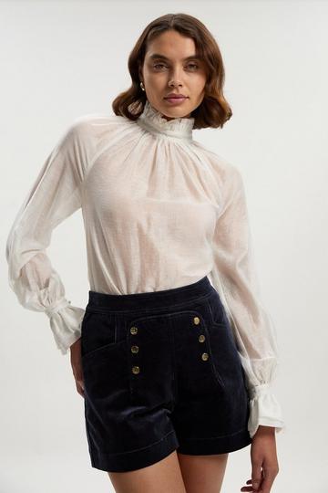 Stretch Cord Button Detail Short navy