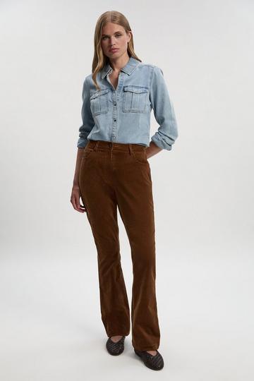Petite Stretch Cord Kickflare Jean tan