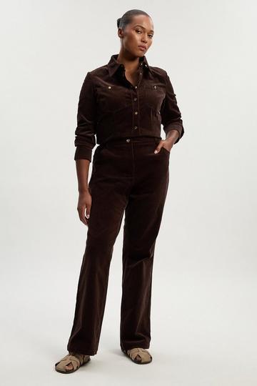 Plus Size Stretch Cord Kickflare Jean chocolate