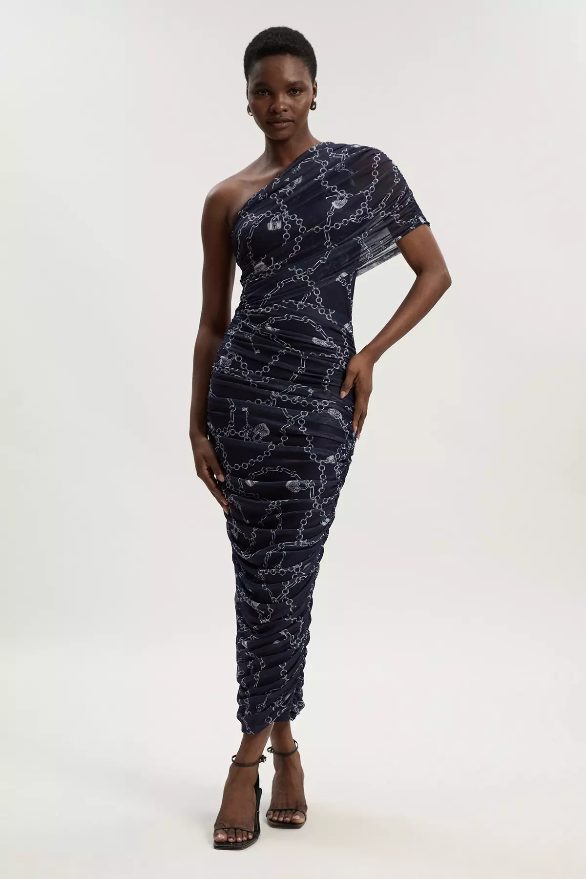 【Karen Millen】アニマル ホルターネック ミディ ワンピース Animal Georgette Crinkle Tiered Halterneck Midi Dress