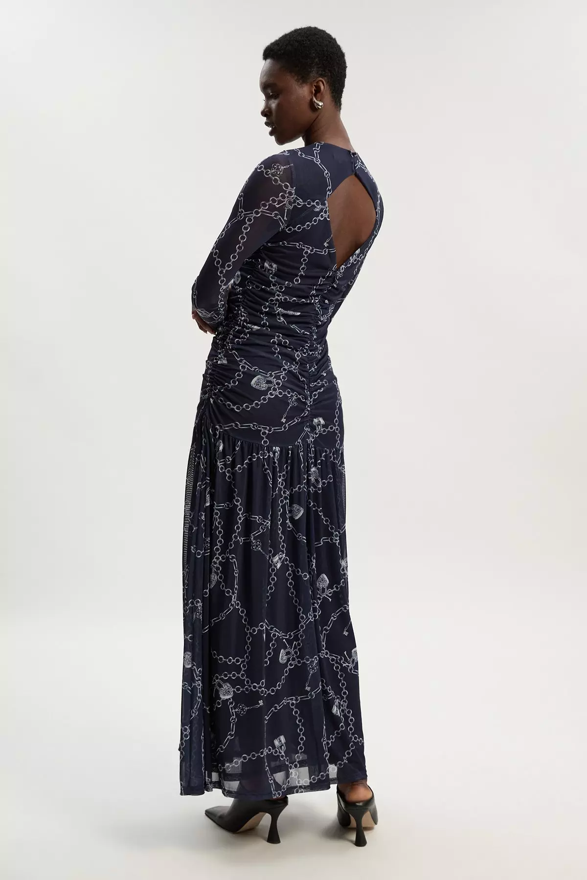 Chain Print Mesh Maxi Dress | Karen Millen