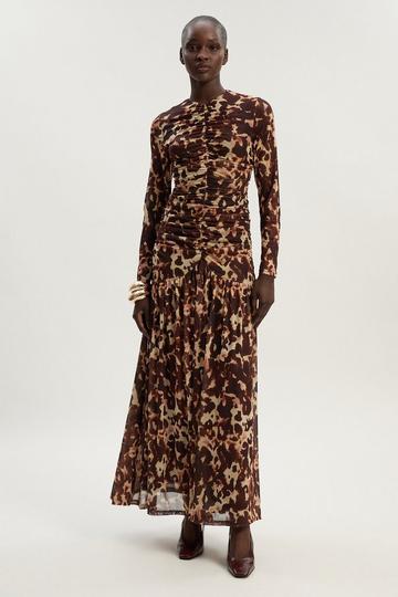 Petite Leopard Print Mesh Maxi Dress multi