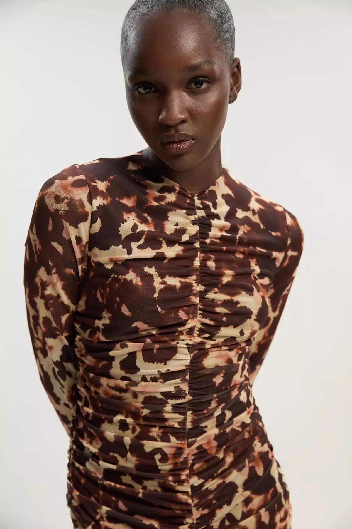 Leopard Print Mesh Maxi Dress | Karen Millen